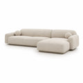 Divano angolare 4 posti con chaise longue destra in poliestere beige 300 x 170 x 78 cm