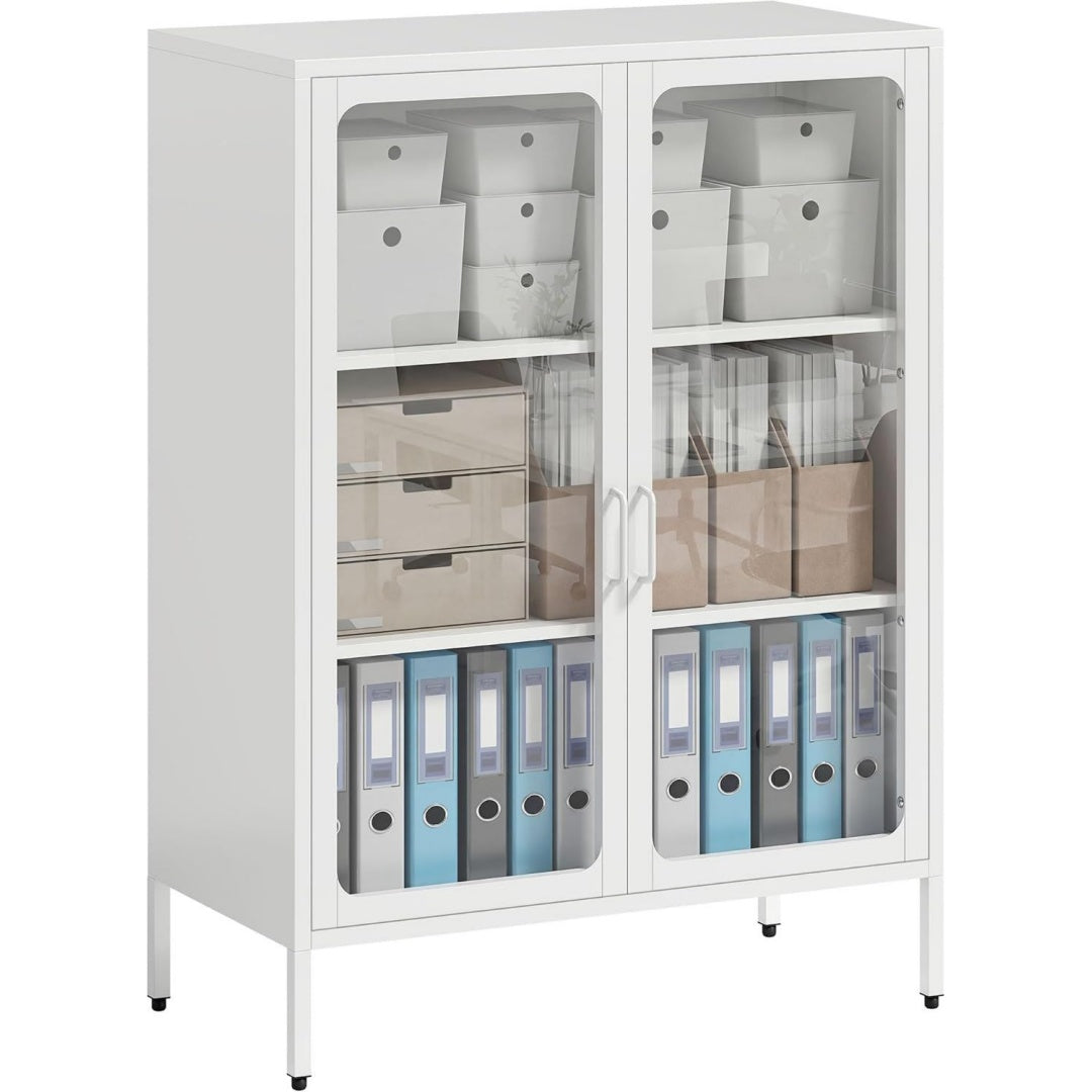 Armadio Armadio Portadocumenti in Acciaio 2 Ante, 80x40x110 cm Bianco Vetr