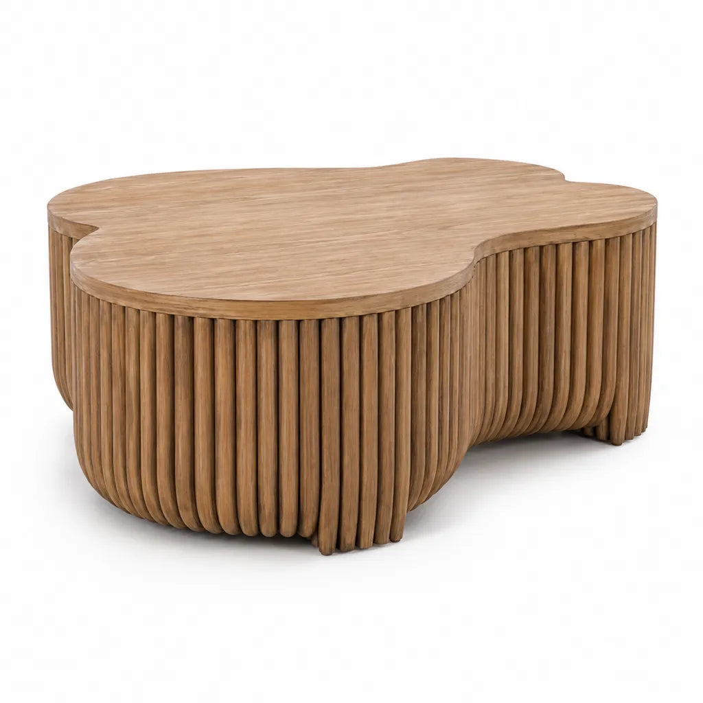 Tavolino da caff¨¨ a nuvola in legno massello di mango naturale 100 x 70 x 35 cm