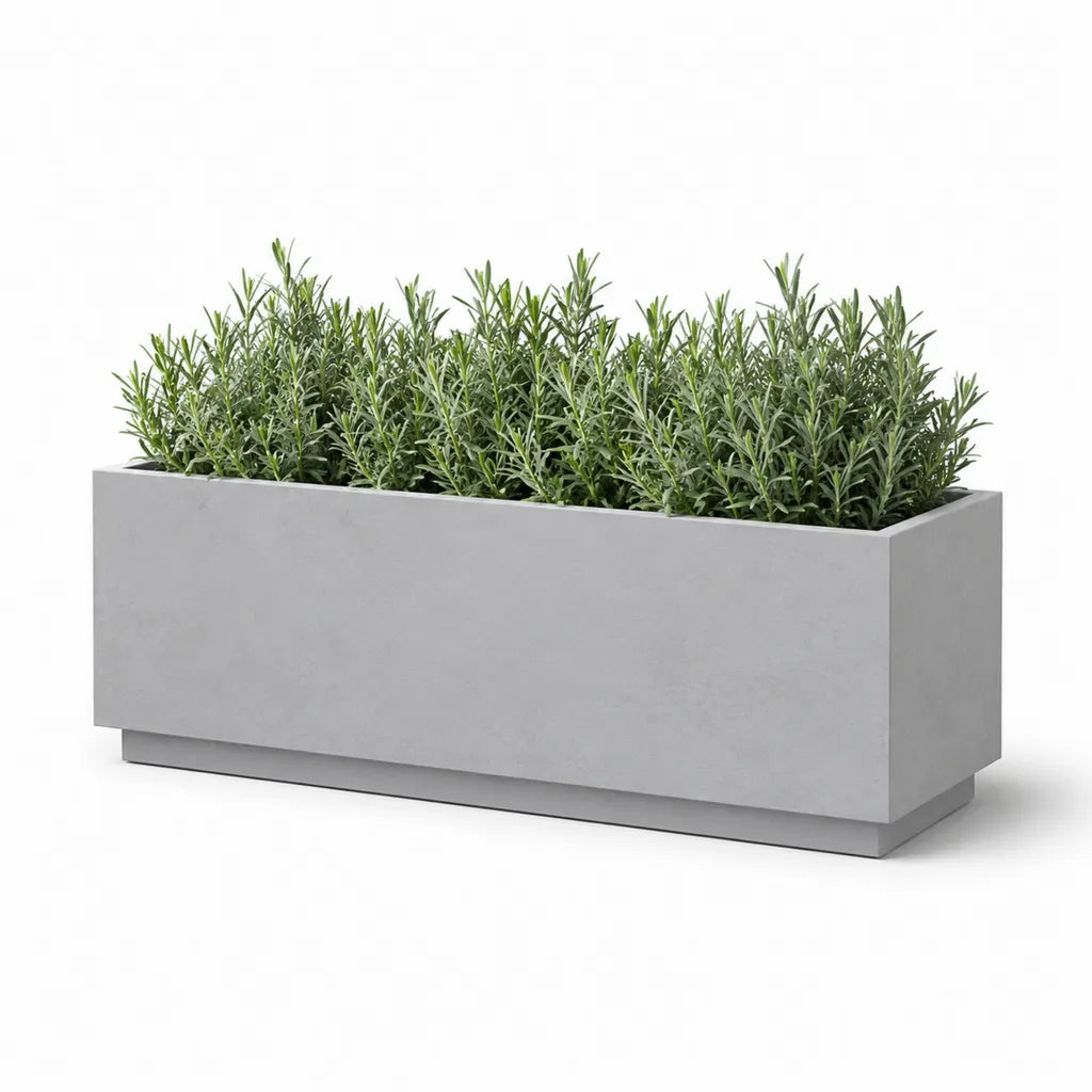 Fioriera rettangolare da esterno in cemento grigio 100 x 40 x 40 cm