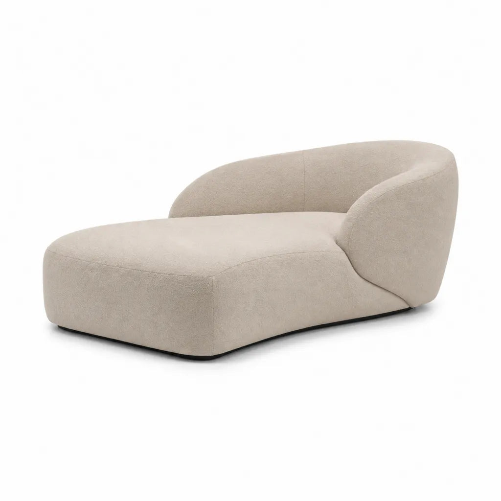 Chaise longue imbottita curva in poliestere beige 170 x 90 x 70 cm