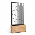 Fioriera rettangolare con grigliato in legno massello di abete e acciaio nero 100 x 40 x 140 cm