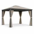 Gazebo da giardino 300 x 300 x 270 cm in acciaio e poliestere beige antracite con tende laterali