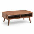 Tavolino da caff¨¨ rettangolare con 2 vani in MDF impiallacciato noce 120 x 60 x 45 cm marrone noce
