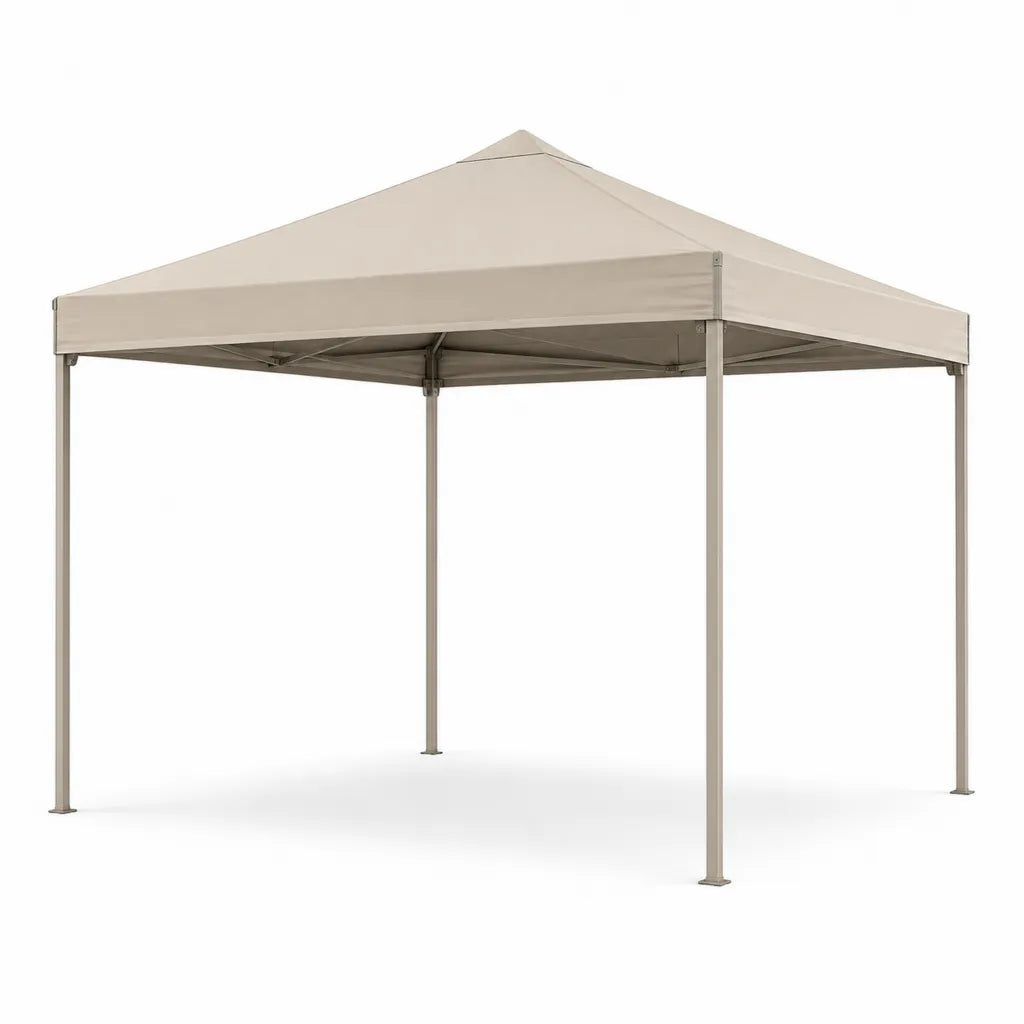 Gazebo pieghevole da giardino 3 x 3 m in acciaio e poliestere quadrato beige