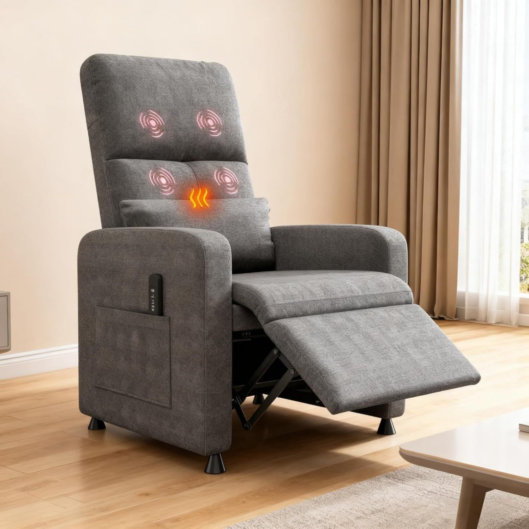 Poltrona Poltrona Relax Elettrica Reclinabile con Massaggio e Poggiapiedi