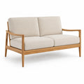 Panca da giardino 2 posti in legno massello di acacia con cuscini beige 130 x 75 x 78 cm