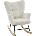 Sedia Sedia a Dondolo 105 Schienale Alto in Velluto Teddy Imbottita Crema