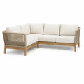 Divano angolare da giardino 4 posti in legno massello di acacia e corda in polipropilene beige 250 x 180 x 78 cm