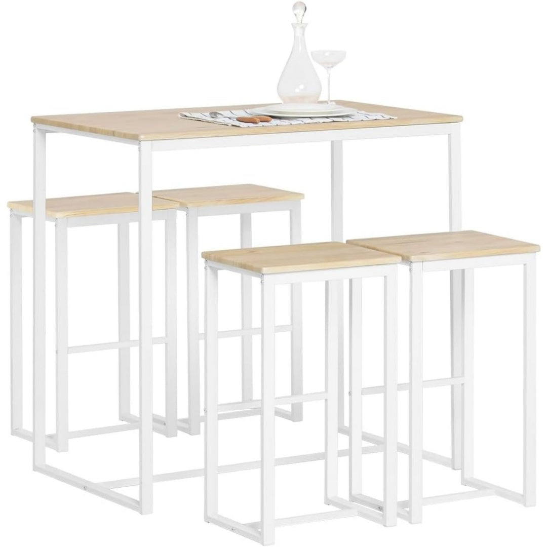 Tavolo Tavolo alto con 4 sgabelli, salvaspazio, 100x60x96cm, per cucina