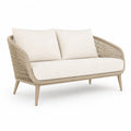 Divanetto da giardino 2 posti 140 x 75 x 80 cm in corda PE e alluminio beige con cuscini crema
