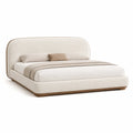 Letto contenitore matrimoniale 180 x 200 cm imbottito in poliestere bianco panna con testiera arrotondata
