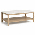 Tavolino da caff¨¨ rettangolare 100 x 60 x 45 cm con ripiano in rovere e piano bianco effetto marmo