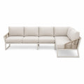 Divano da giardino angolare 4 posti con chaise longue in alluminio e corda sintetica beige 300 x 160 x 75 cm