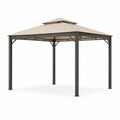 Gazebo da giardino quadrato 3 x 3 m in acciaio e poliestere beige antracite