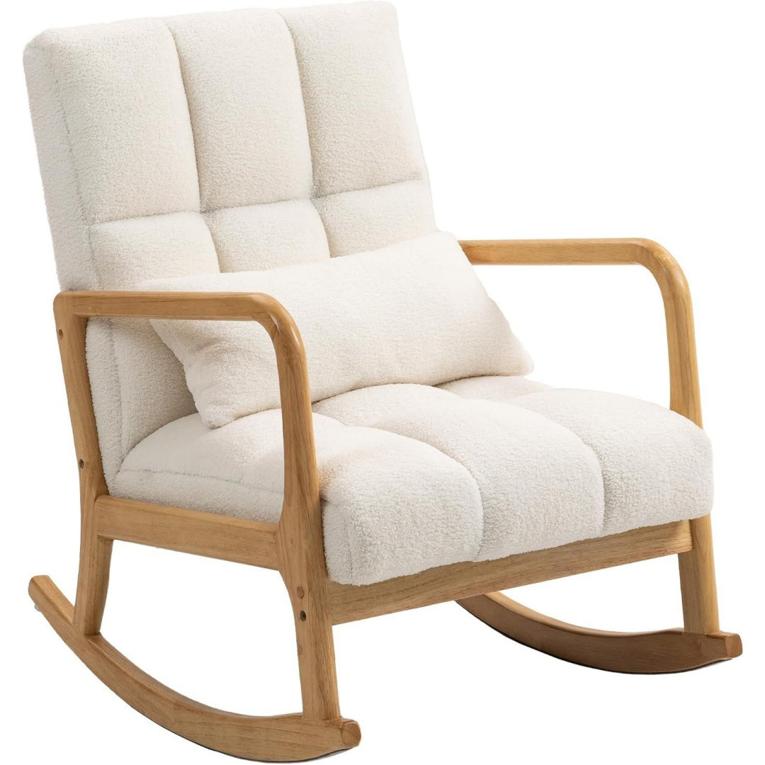 Sedia Poltrona a Dondolo 90-130 64.5x82x89 cm Bianco e Color Legno