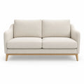 Divano 2 posti in poliestere beige con gambe in legno massello 150 x 85 x 84 cm