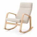 Sedia a dondolo imbottita con braccioli in compensato di betulla beige 67 x 85 x 96 cm