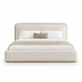 Letto contenitore matrimoniale 160 x 200 cm imbottito in pelle sintetica PU rettangolare avorio