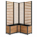 Set di 3 fioriere angolari con grigliato 160 x 80 x 180 cm in WPC e acciaio marrone antracite