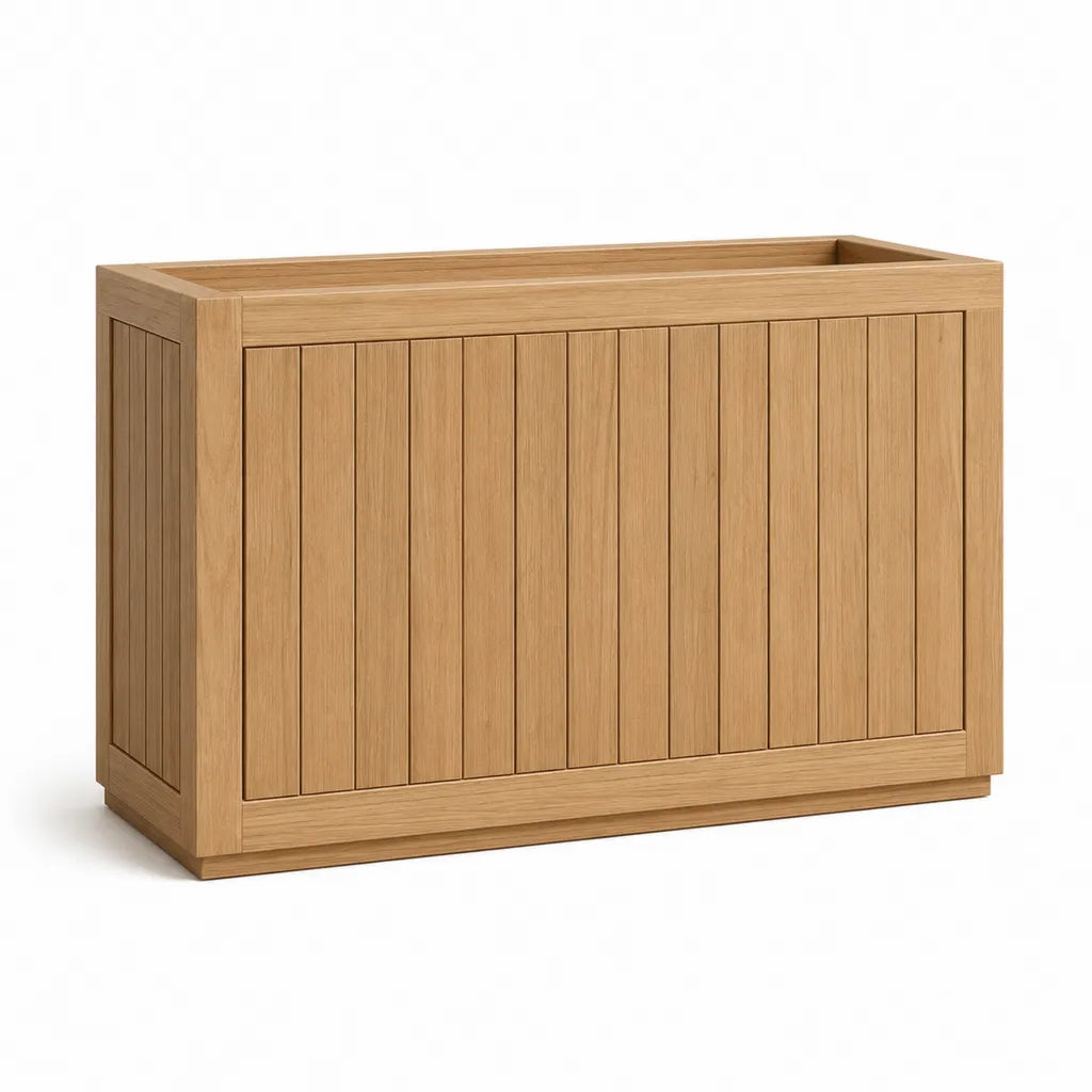 Fioriera rettangolare da esterno in legno massello di teak naturale 100 x 40 x 70 cm