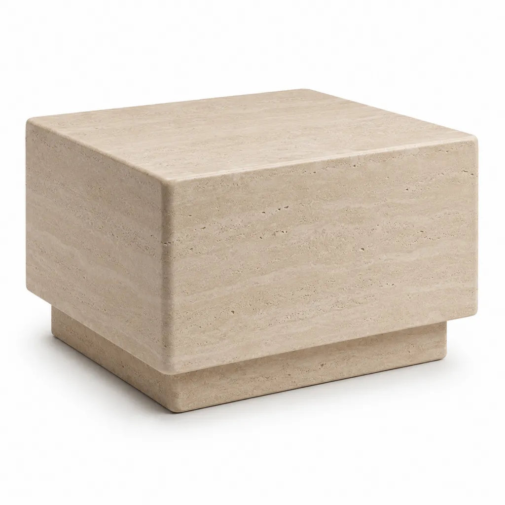 Tavolino da caff¨¨ quadrato in travertino beige 80 x 80 x 40 cm
