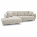 Divano angolare con chaise longue sinistra 285 x 165 x 85 cm in poliestere beige