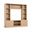 Mobile porta TV con libreria rettangolare in pannelli MDF effetto rovere naturale 180 x 40 x 200 cm
