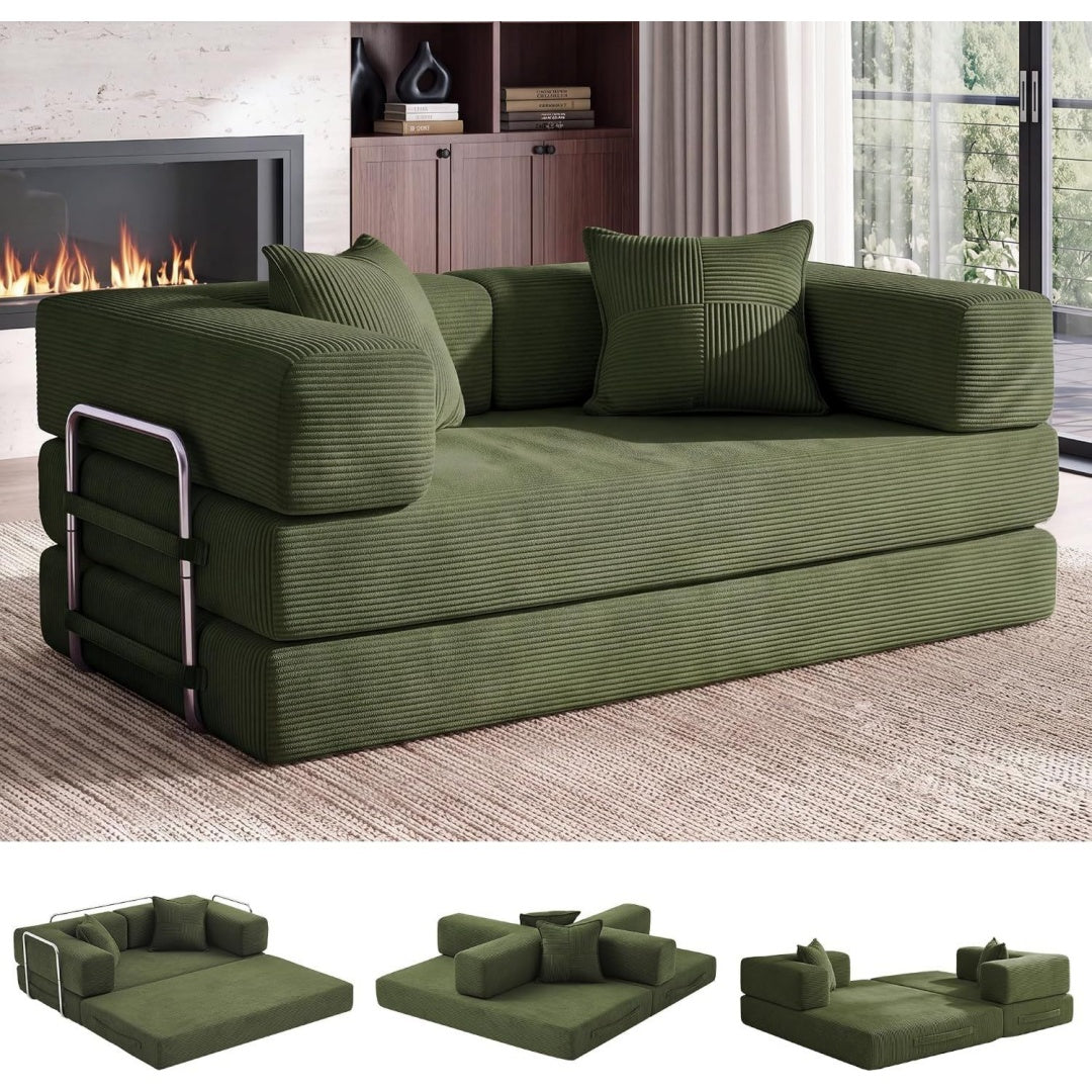 Divano letto reclinabile verde 160 x 90 x 70 cm