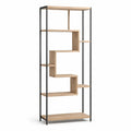 Libreria a giorno 80 x 30 x 180 cm in pannelli di particelle effetto rovere e acciaio nero