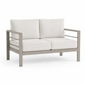 Divano da giardino 2 posti in alluminio con cuscini in poliestere bianco 130 x 75 x 75 cm