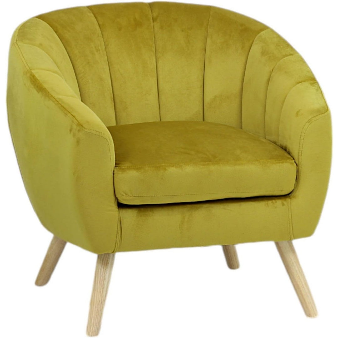 Poltrona con braccioli velluto giallo senape